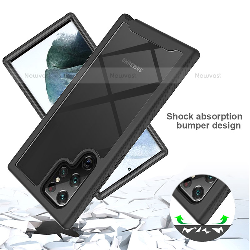 Silicone Transparent Frame Case Cover 360 Degrees M03 for Samsung Galaxy S22 Ultra 5G