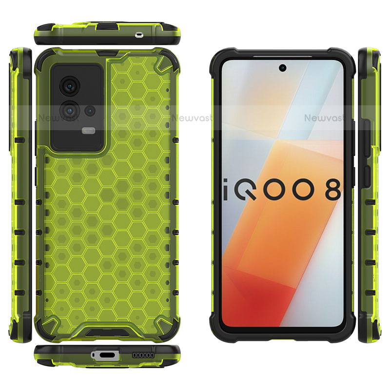 Silicone Transparent Frame Case Cover 360 Degrees M03 for Vivo iQOO 8 5G Green