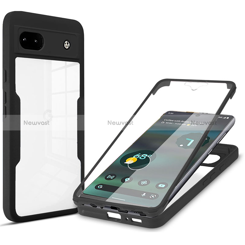 Silicone Transparent Frame Case Cover 360 Degrees MJ1 for Google Pixel 6a 5G