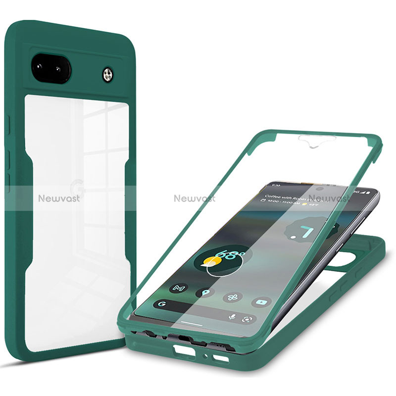 Silicone Transparent Frame Case Cover 360 Degrees MJ1 for Google Pixel 6a 5G