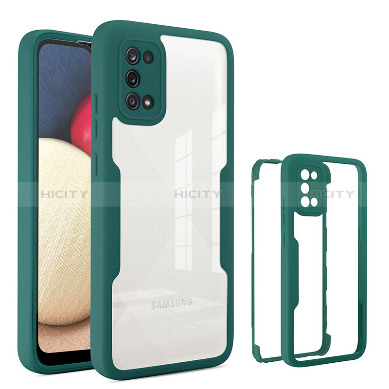 Silicone Transparent Frame Case Cover 360 Degrees MJ1 for Samsung Galaxy A03s Green