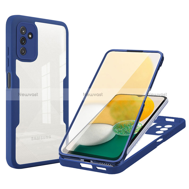 Silicone Transparent Frame Case Cover 360 Degrees MJ1 for Samsung Galaxy A04s Blue