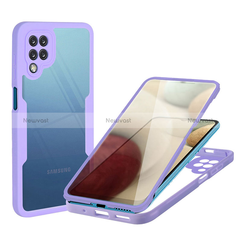 Silicone Transparent Frame Case Cover 360 Degrees MJ1 for Samsung Galaxy A12 5G Purple