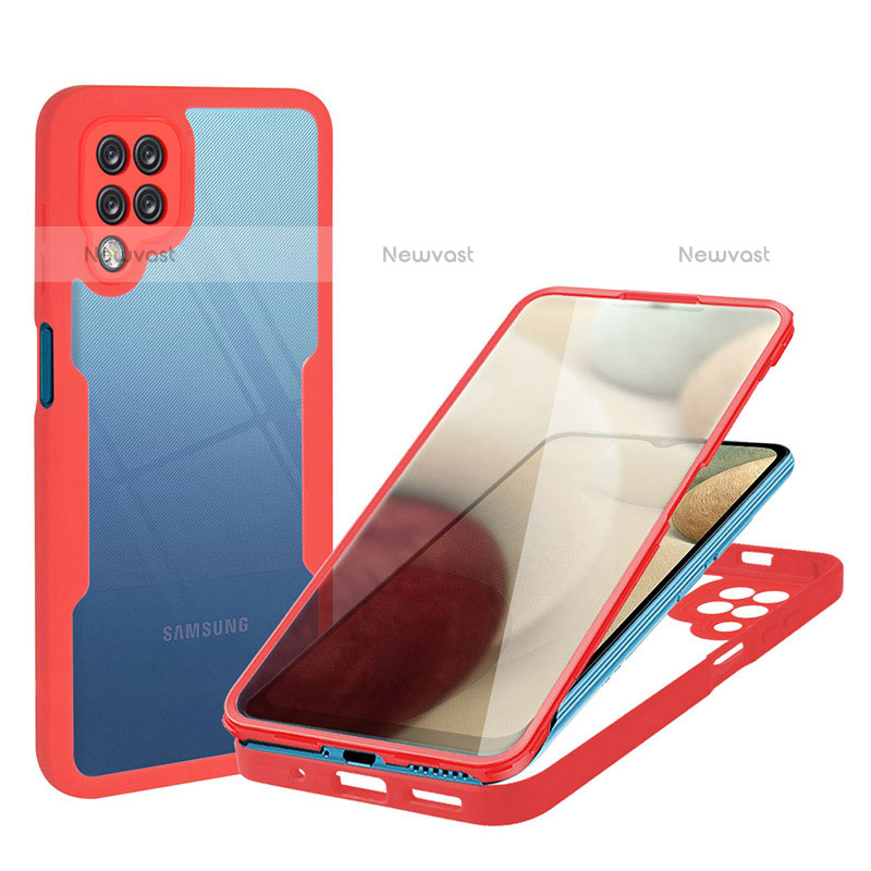 Silicone Transparent Frame Case Cover 360 Degrees MJ1 for Samsung Galaxy A12 Red