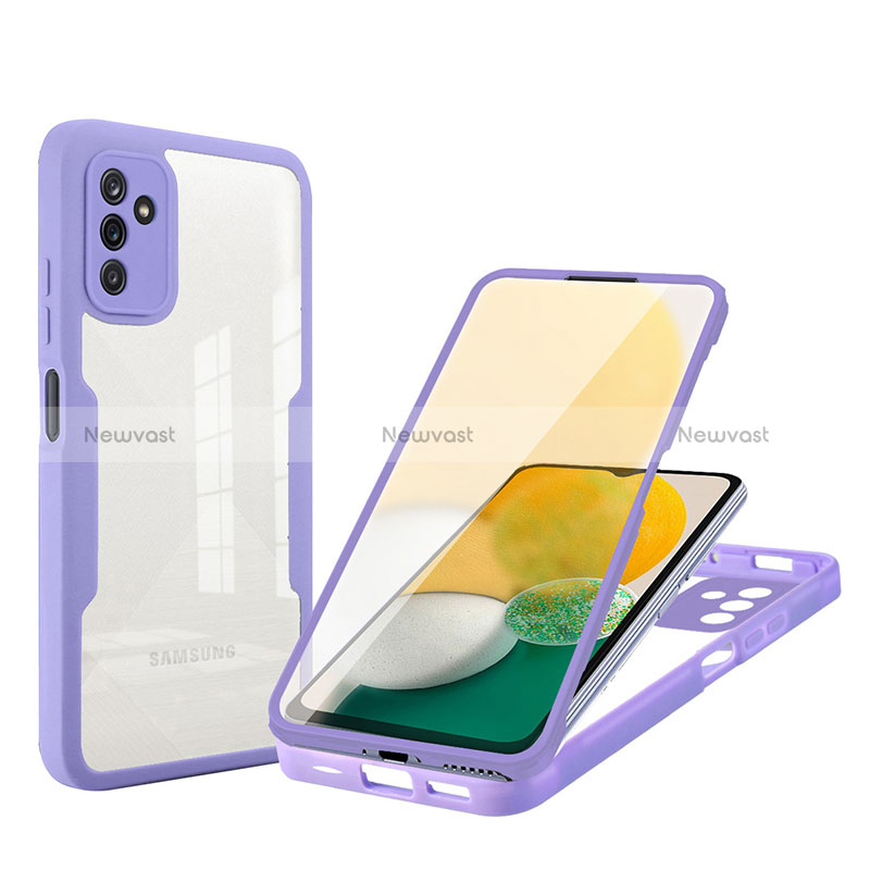 Silicone Transparent Frame Case Cover 360 Degrees MJ1 for Samsung Galaxy A13 5G Purple