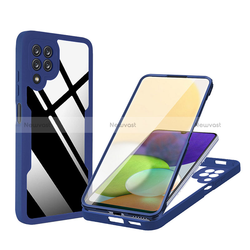 Silicone Transparent Frame Case Cover 360 Degrees MJ1 for Samsung Galaxy A22 4G Blue