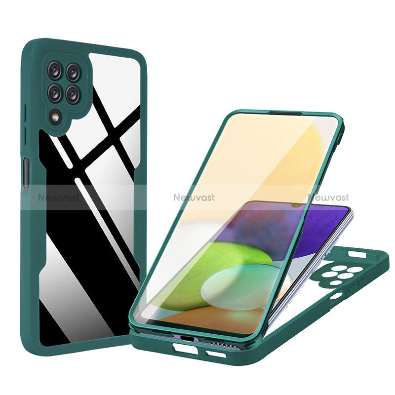 Silicone Transparent Frame Case Cover 360 Degrees MJ1 for Samsung Galaxy A22 4G Green