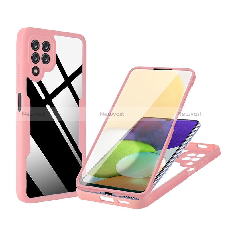 Silicone Transparent Frame Case Cover 360 Degrees MJ1 for Samsung Galaxy A22 4G Rose Gold