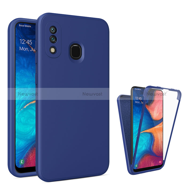 Silicone Transparent Frame Case Cover 360 Degrees MJ1 for Samsung Galaxy A30 Blue