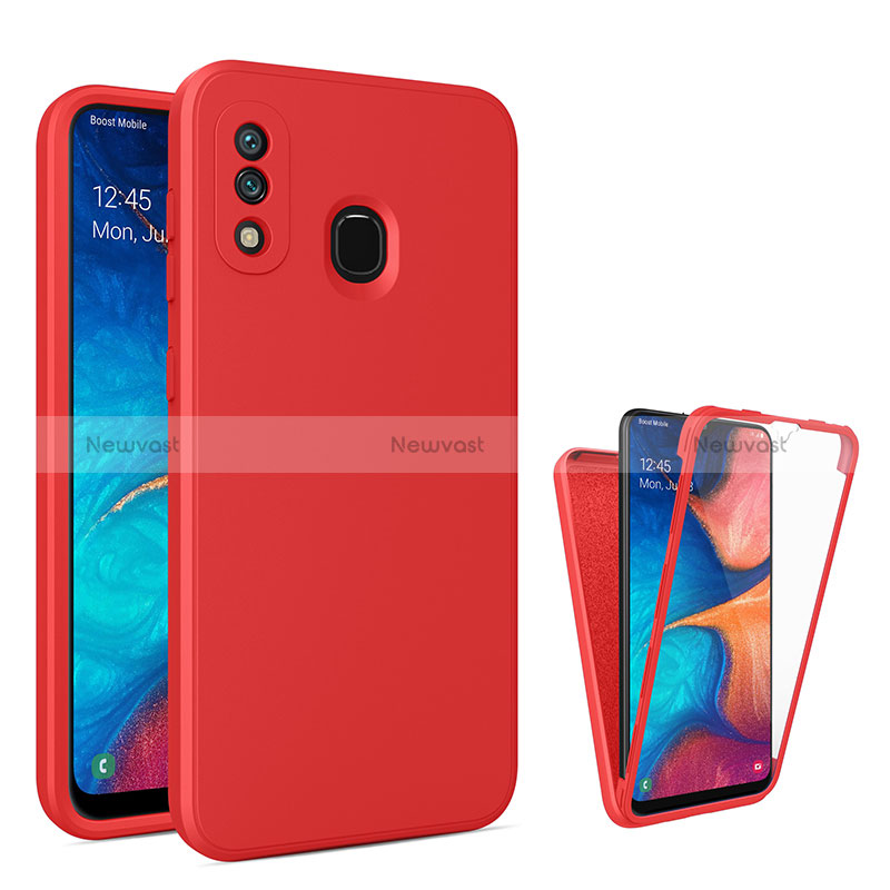 Silicone Transparent Frame Case Cover 360 Degrees MJ1 for Samsung Galaxy A30 Red