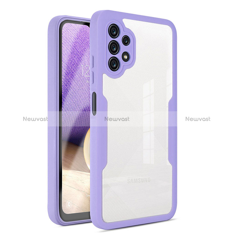 Silicone Transparent Frame Case Cover 360 Degrees MJ1 for Samsung Galaxy A32 4G Purple