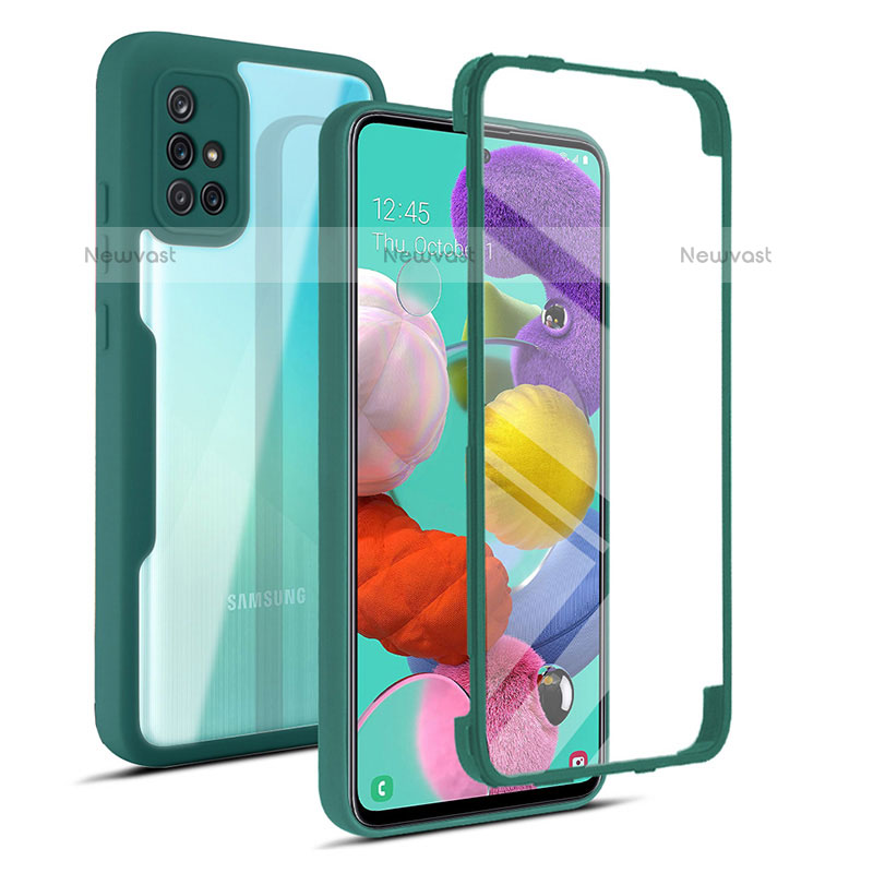 Silicone Transparent Frame Case Cover 360 Degrees MJ1 for Samsung Galaxy A51 4G Green