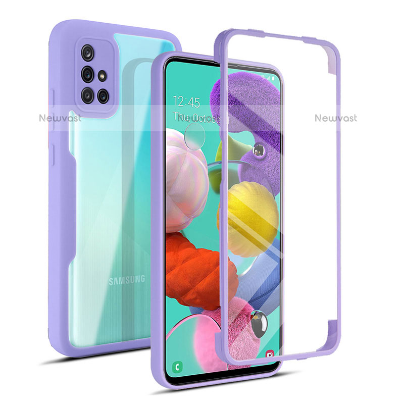 Silicone Transparent Frame Case Cover 360 Degrees MJ1 for Samsung Galaxy A51 4G Purple