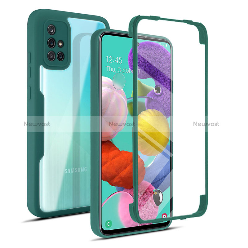 Silicone Transparent Frame Case Cover 360 Degrees MJ1 for Samsung Galaxy A51 5G Green