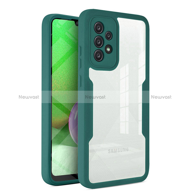 Silicone Transparent Frame Case Cover 360 Degrees MJ1 for Samsung Galaxy A52 5G Green