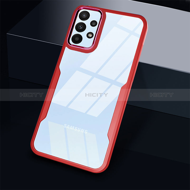 Silicone Transparent Frame Case Cover 360 Degrees MJ1 for Samsung Galaxy A53 5G Red