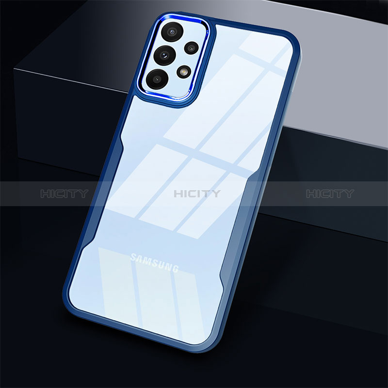 Silicone Transparent Frame Case Cover 360 Degrees MJ1 for Samsung Galaxy A73 5G Blue