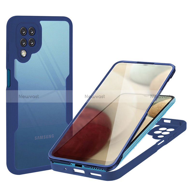 Silicone Transparent Frame Case Cover 360 Degrees MJ1 for Samsung Galaxy M12 Blue