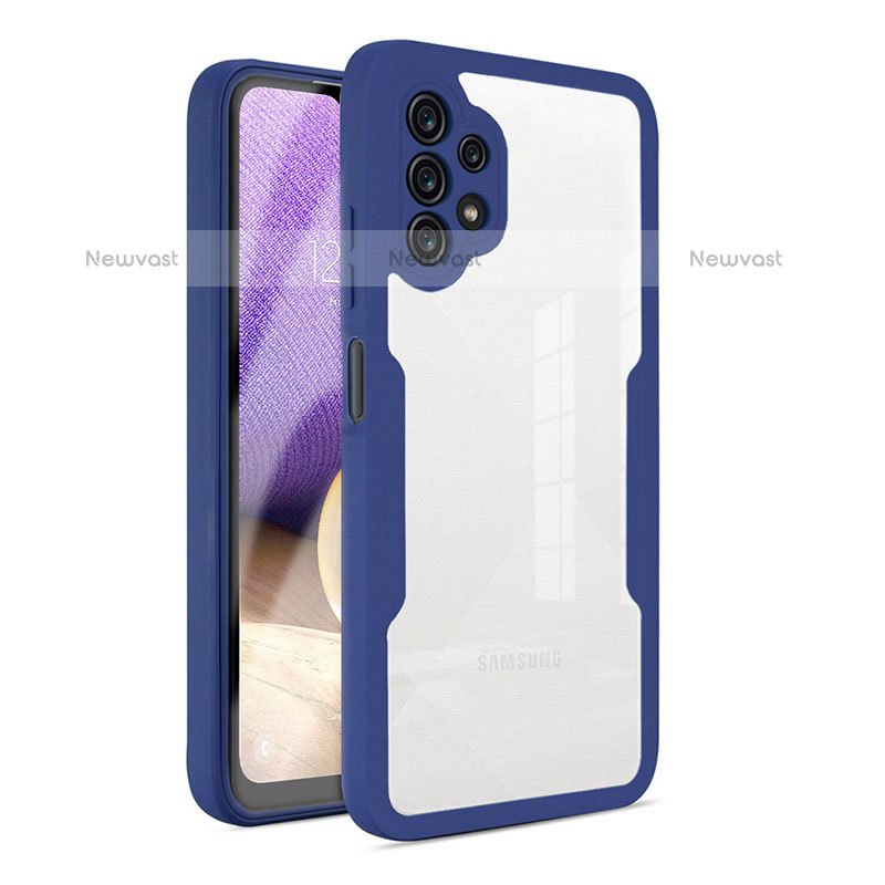 Silicone Transparent Frame Case Cover 360 Degrees MJ1 for Samsung Galaxy M32 5G Blue