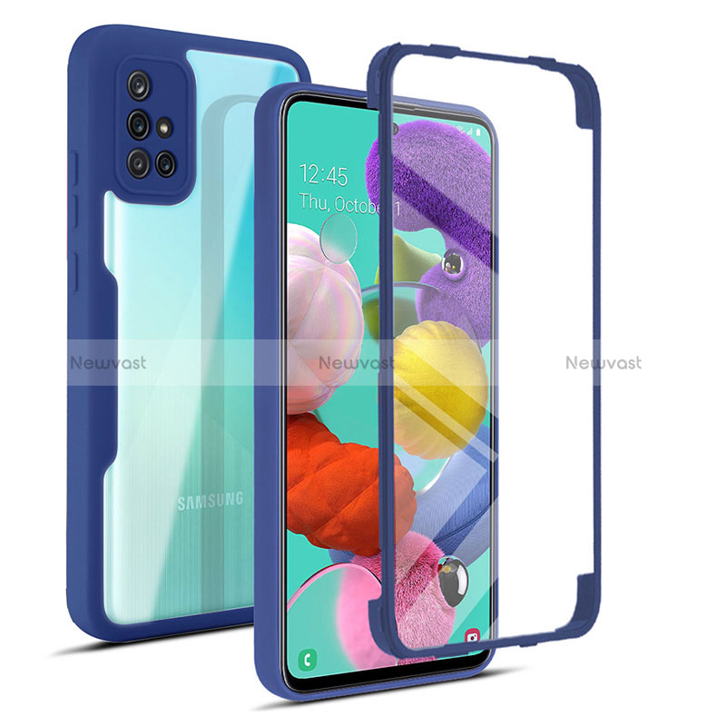 Silicone Transparent Frame Case Cover 360 Degrees MJ1 for Samsung Galaxy M40S Blue