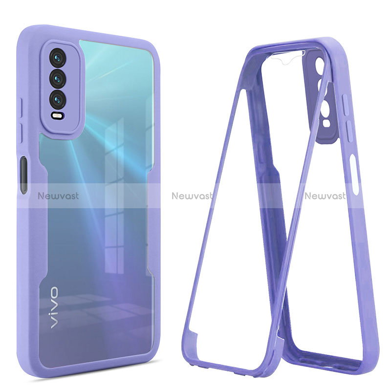 Silicone Transparent Frame Case Cover 360 Degrees MJ1 for Vivo Y12A