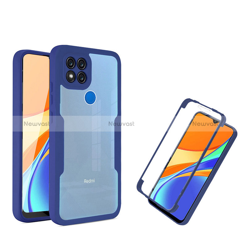 Silicone Transparent Frame Case Cover 360 Degrees MJ1 for Xiaomi POCO C31 Blue