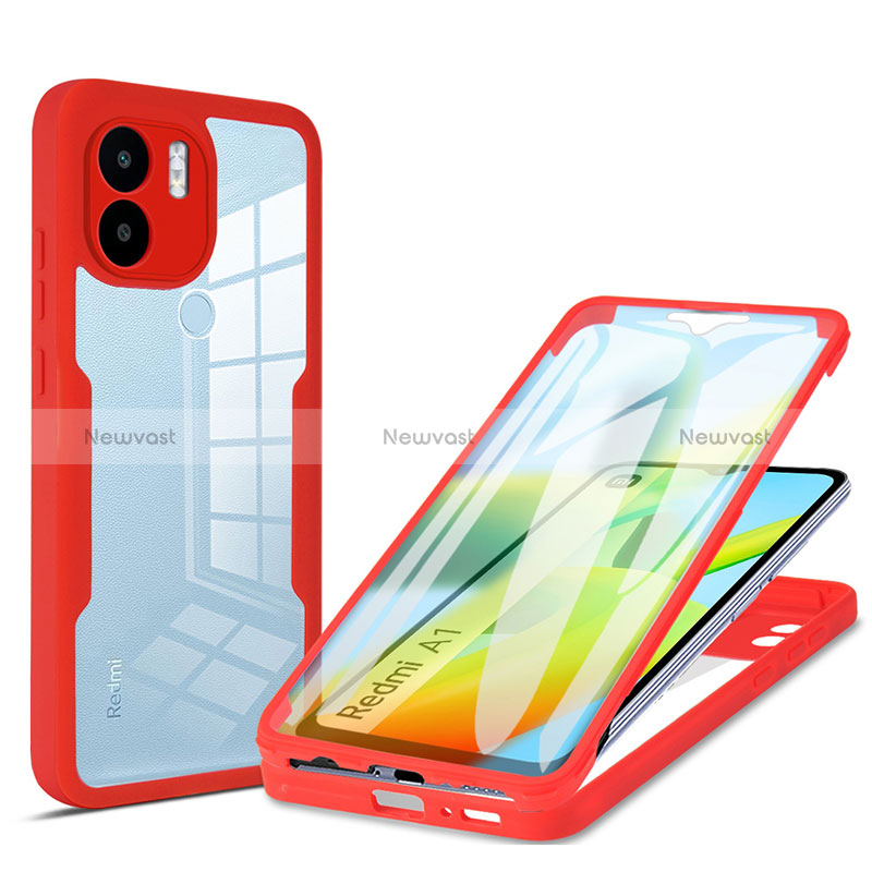 Silicone Transparent Frame Case Cover 360 Degrees MJ1 for Xiaomi Poco C50 Red