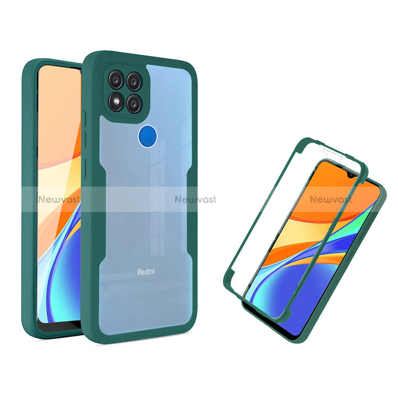 Silicone Transparent Frame Case Cover 360 Degrees MJ1 for Xiaomi Redmi 9 Activ Green