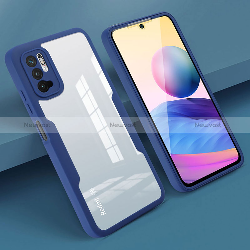 Silicone Transparent Frame Case Cover 360 Degrees MJ1 for Xiaomi Redmi Note 10T 5G