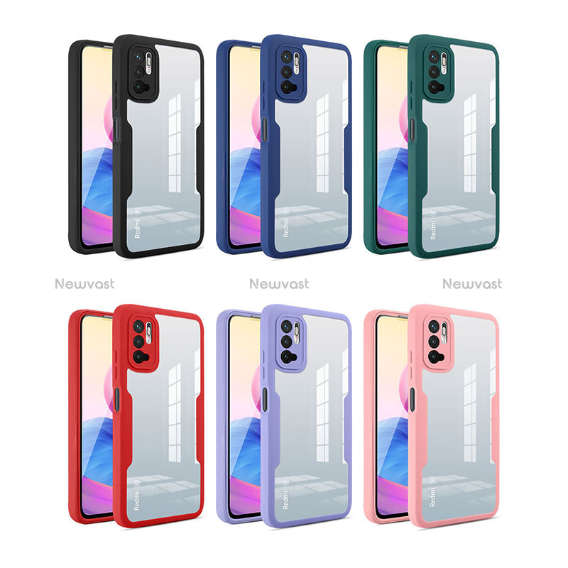 Silicone Transparent Frame Case Cover 360 Degrees MJ1 for Xiaomi Redmi Note 10T 5G