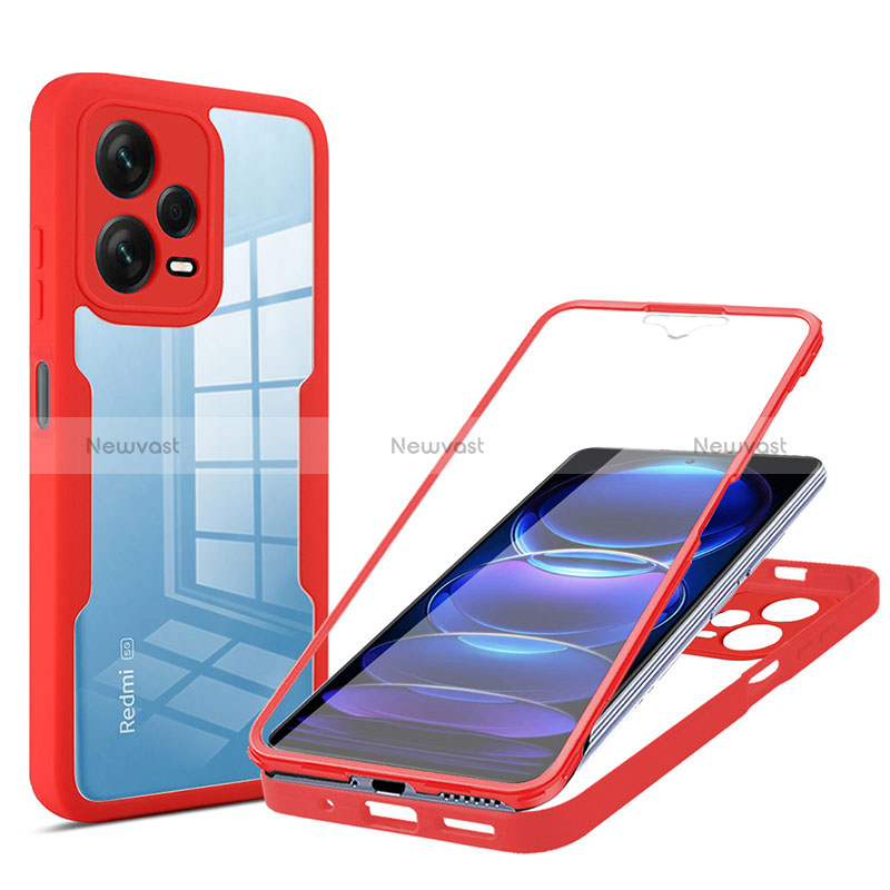 Silicone Transparent Frame Case Cover 360 Degrees MJ1 for Xiaomi Redmi Note 12 Explorer Red