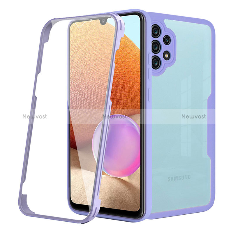 Silicone Transparent Frame Case Cover 360 Degrees MJ2 for Samsung Galaxy A32 4G Purple