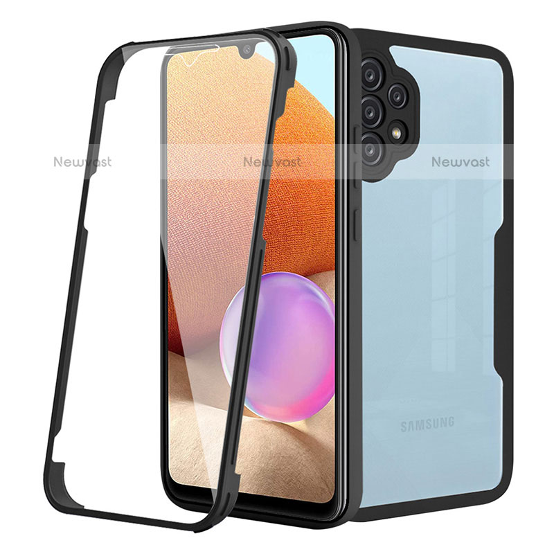 Silicone Transparent Frame Case Cover 360 Degrees MJ2 for Samsung Galaxy M32 5G Black