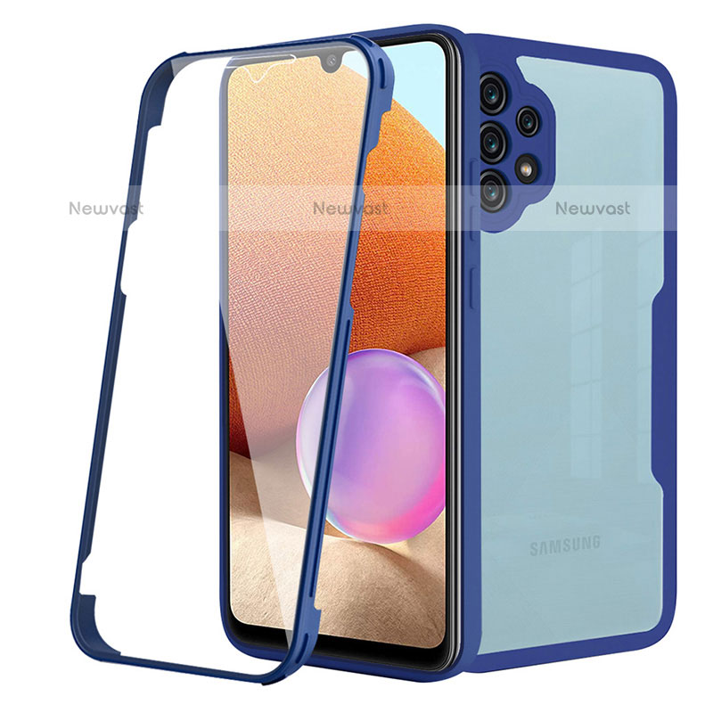 Silicone Transparent Frame Case Cover 360 Degrees MJ2 for Samsung Galaxy M32 5G Blue