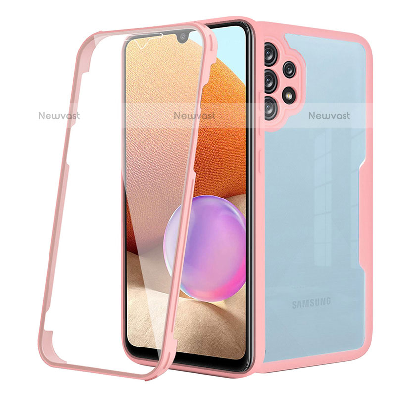 Silicone Transparent Frame Case Cover 360 Degrees MJ2 for Samsung Galaxy M32 5G Rose Gold