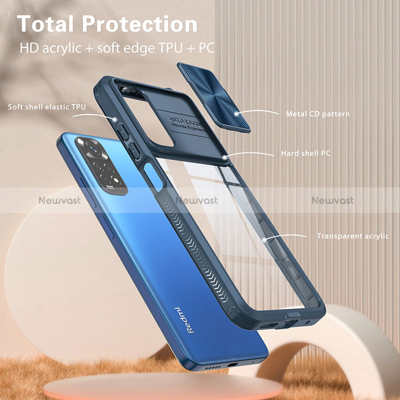 Silicone Transparent Frame Case Cover 360 Degrees QW1 for Xiaomi Redmi Note 11 4G (2022)