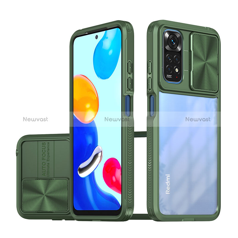 Silicone Transparent Frame Case Cover 360 Degrees QW1 for Xiaomi Redmi Note 11 4G (2022) Green