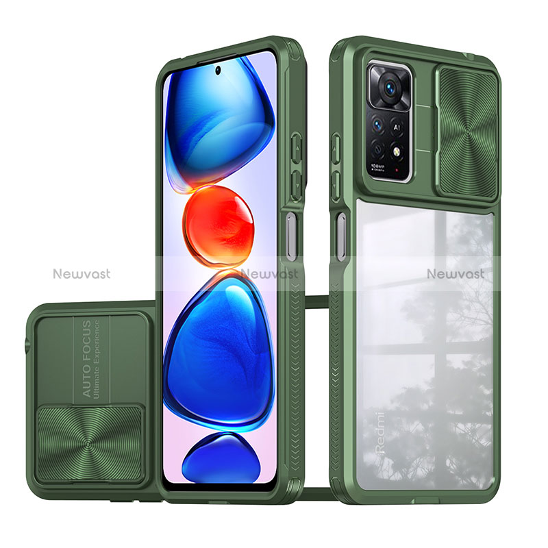 Silicone Transparent Frame Case Cover 360 Degrees QW1 for Xiaomi Redmi Note 11 Pro 4G Green