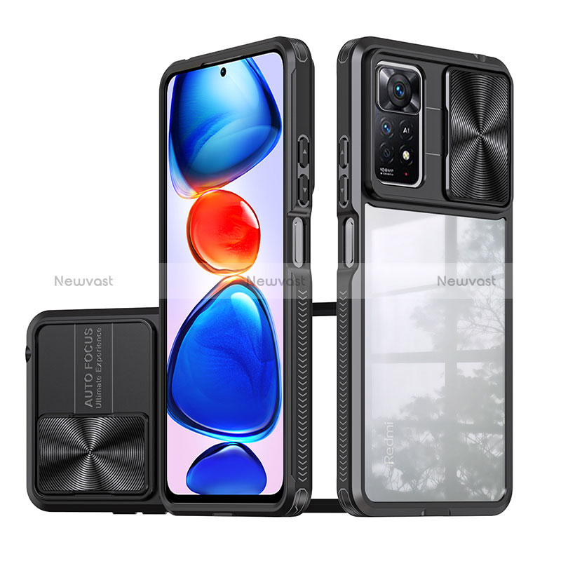 Silicone Transparent Frame Case Cover 360 Degrees QW1 for Xiaomi Redmi Note 11 Pro 5G Black