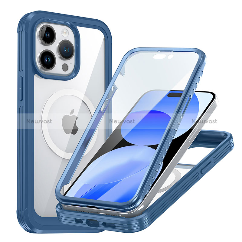 Silicone Transparent Frame Case Cover 360 Degrees with Mag-Safe Magnetic AC1 for Apple iPhone 13 Pro