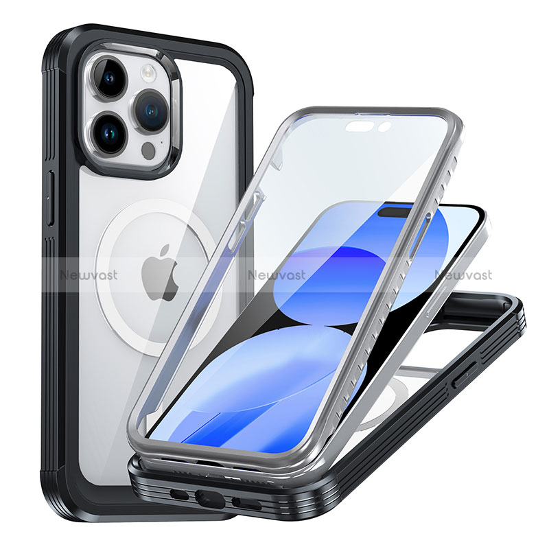 Silicone Transparent Frame Case Cover 360 Degrees with Mag-Safe Magnetic AC1 for Apple iPhone 15 Pro