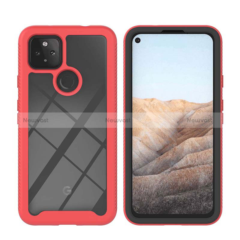 Silicone Transparent Frame Case Cover 360 Degrees YB1 for Google Pixel 5a 5G