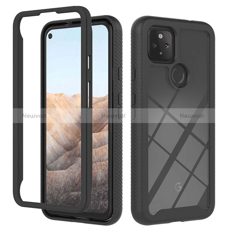 Silicone Transparent Frame Case Cover 360 Degrees YB1 for Google Pixel 5a 5G