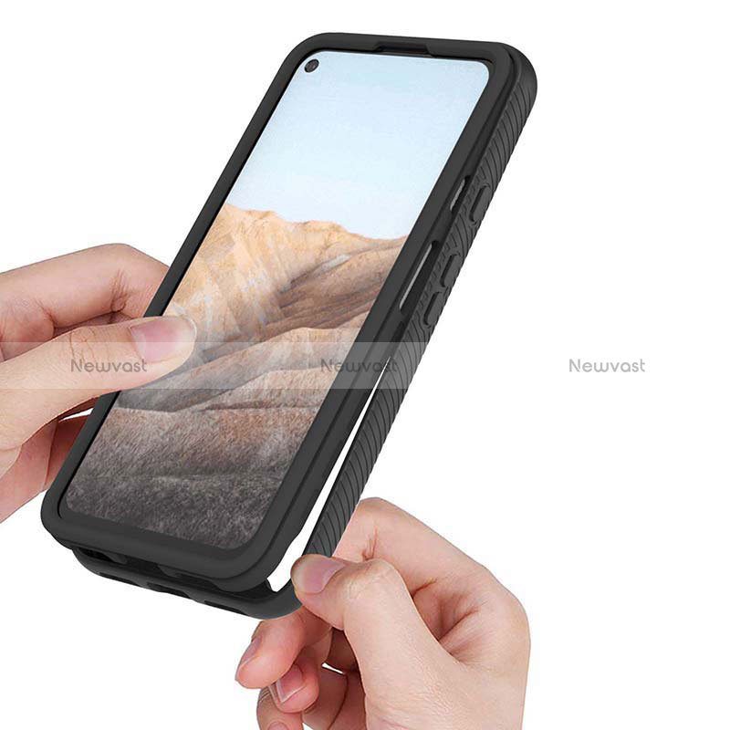 Silicone Transparent Frame Case Cover 360 Degrees YB1 for Google Pixel 5a 5G