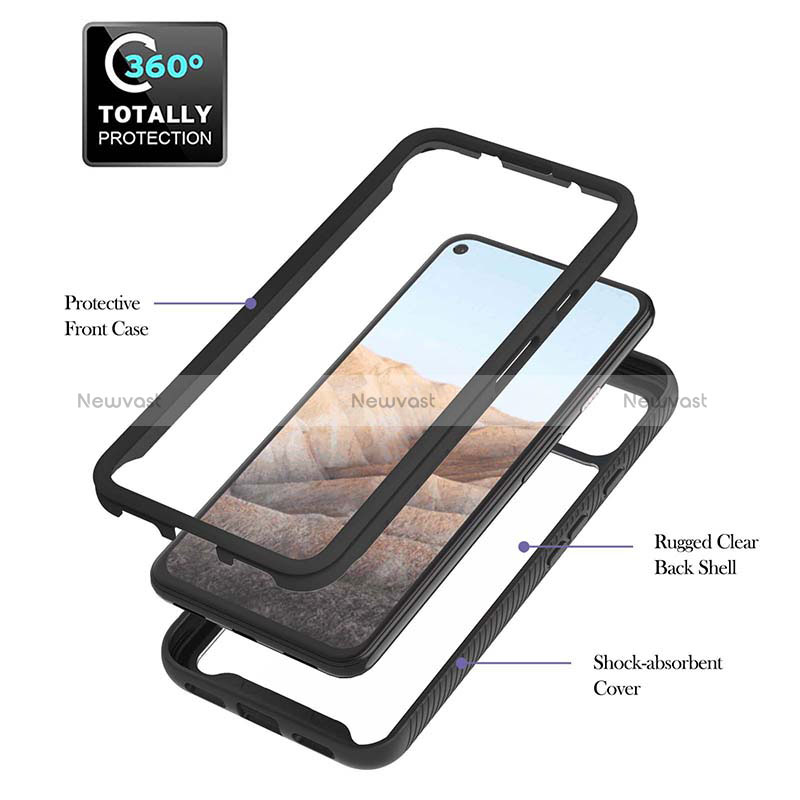 Silicone Transparent Frame Case Cover 360 Degrees YB1 for Google Pixel 5a 5G