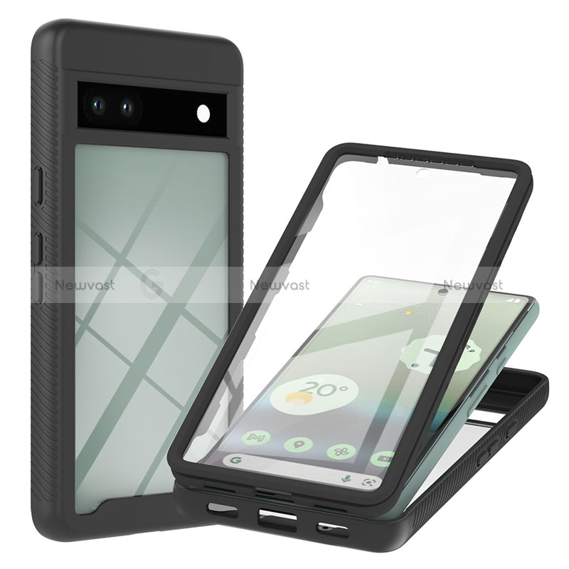 Silicone Transparent Frame Case Cover 360 Degrees YB1 for Google Pixel 7a 5G Black