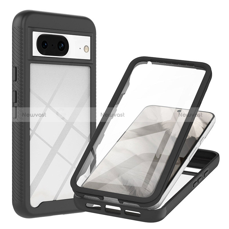 Silicone Transparent Frame Case Cover 360 Degrees YB1 for Google Pixel 8 5G Black