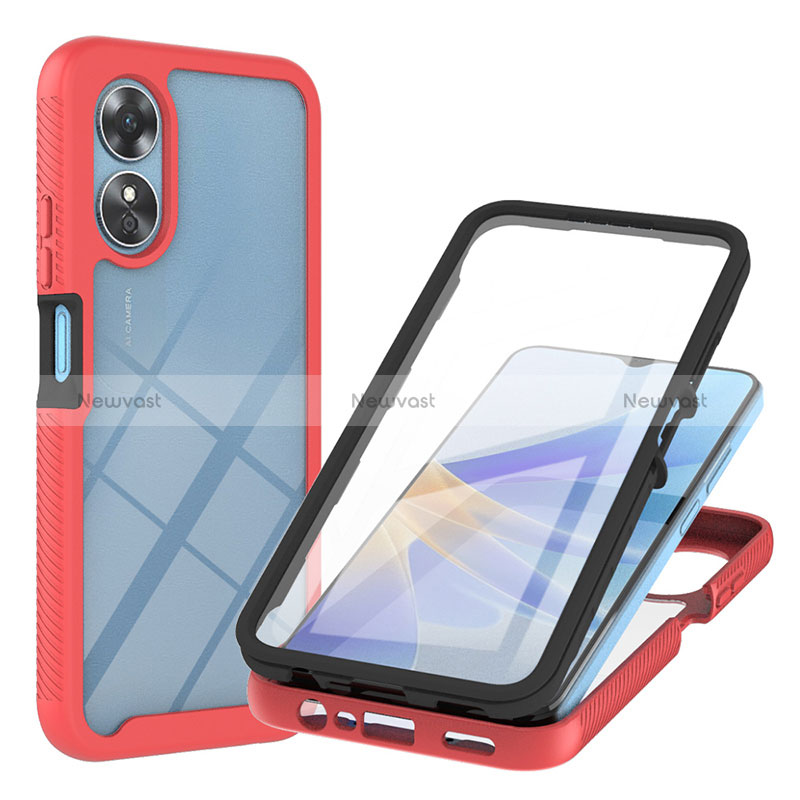 Silicone Transparent Frame Case Cover 360 Degrees YB1 for Oppo A17