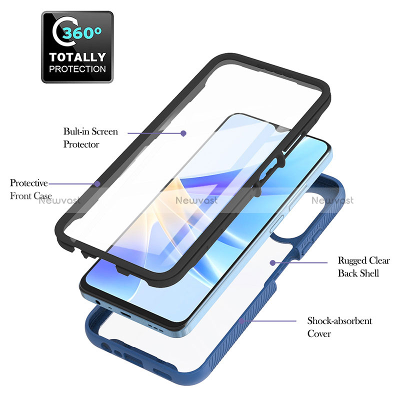 Silicone Transparent Frame Case Cover 360 Degrees YB1 for Oppo A17