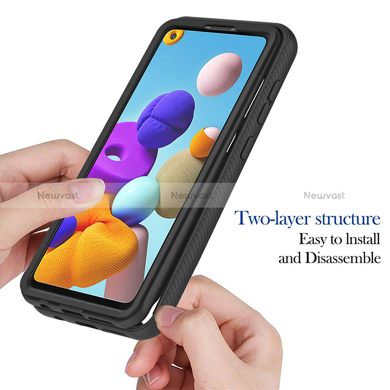 Silicone Transparent Frame Case Cover 360 Degrees YB1 for Samsung Galaxy A21s